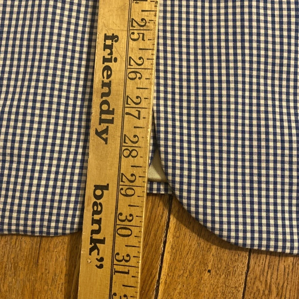 Orvis Gingham Check Blue Beige Blazer Jacket Sport Coat Mens 42R Cotton - Poly